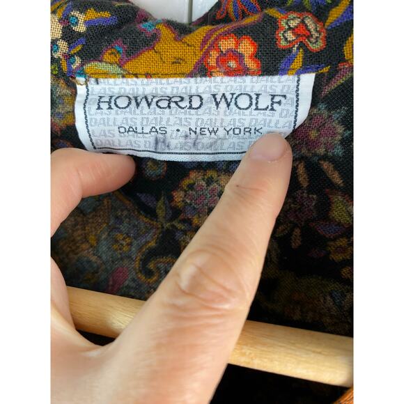 Vintage Howard Wolf Women's S Colorful Button Up Mock Neck Top - Picture 5 of 7